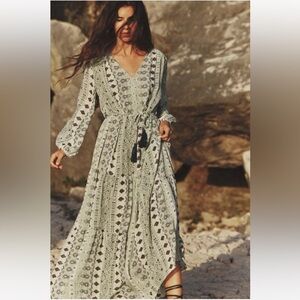 ZARA METALLIC THREAD LONG BOHO DRESS